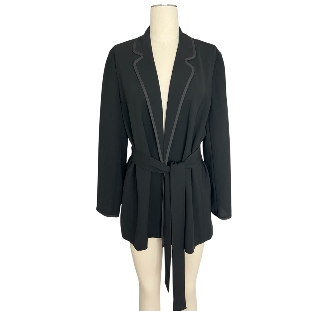 Lafayette 148 Black Waist Tie Belted Blazer Jacket M